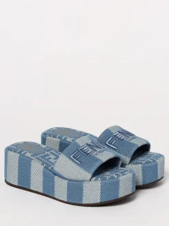 Sandalo Sunshine Fendi in canvas a righe jacquard