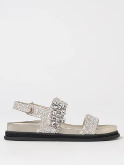 Sandalo Verity Jimmy Choo in pelle glitter con cristalli