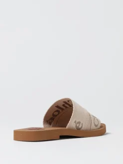 Sandalo Woody Chloè in canvas con logo ricamato