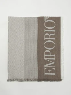 Sciarpa Emporio Armani in misto viscosa a righe con logo jacquard