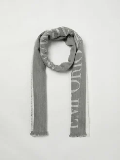 Sciarpa Emporio Armani in misto viscosa a righe con logo jacquard