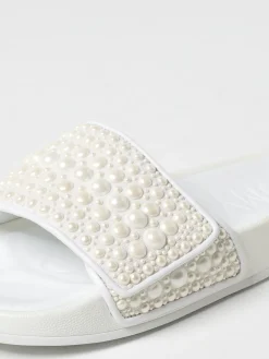 Sliders Fitz Jimmy Choo in mesh con perle cabochon