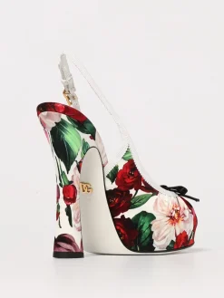 Slingback Dolce & Gabbana in raso con stampa floreale