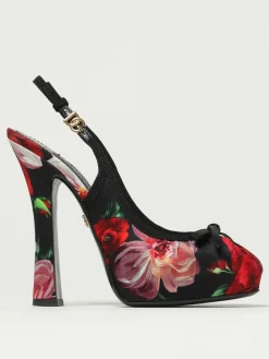 Slingback Dolce & Gabbana in raso con stampa floreale