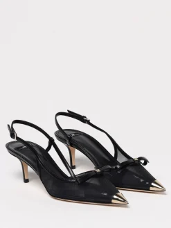 Slingback Elisabetta Franchi in nylon a rete e nappa con fiocco