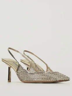 Slingback Gilda Le Silla in vernice e nylon a rete con strass