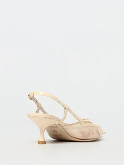 Slingback Kitty Stuart Weitzman in pelle e nylon a rete ricamato