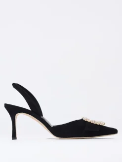 Slingback Manolo Blahnik in camoscio con fibbia gioiello