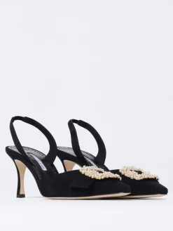 Slingback Manolo Blahnik in camoscio con fibbia gioiello