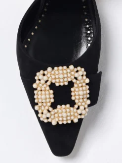 Slingback Manolo Blahnik in camoscio con fibbia gioiello