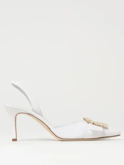 Slingback Manolo Blahnik in seta con fibbia gioiello