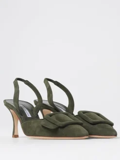 Slingback Mayslibi Manolo Blahnik in camoscio con fibbia decorativa