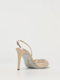 Slingback Rene Caovilla in raso e nylon a rete con strass