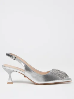 Slingback Sofia Twenty Fourhaitch in pelle laminata con fiore gioiello