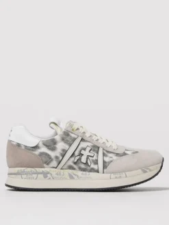 Sneakers Conny Premiata in camoscio e canvas animalier