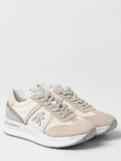 Sneakers Conny Premiata in camoscio e nylon con strass applicati