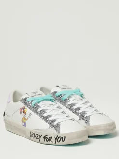 Sneakers Distressed Lola Bunny Crime London in pelle con glitter e stampa