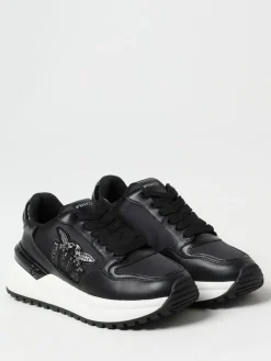 Sneakers Gem Pinko in pelle e raso con Love Birds di strass