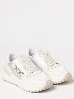 Sneakers Gem Pinko in pelle e raso con Love Birds di strass