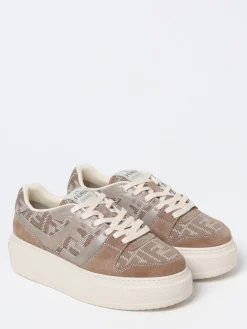 Sneakers Match Fendi in camoscio e misto cotone con FF jacquard
