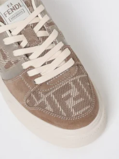 Sneakers Match Fendi in camoscio e misto cotone con FF jacquard