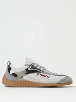 Sneakers Reby Pinko in camoscio e maglia traforata
