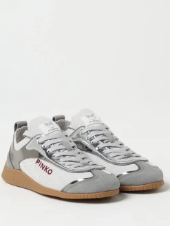 Sneakers Reby Pinko in camoscio e maglia traforata