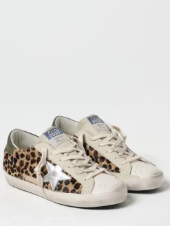 Sneakers Super-Star Golden Goose in cavallino animalier e pelle used