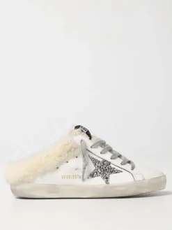 Sneakers Super-Star Sabot Golden Goose in pelle e shearling con glitter