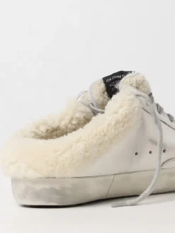 Sneakers Super-Star Sabot Golden Goose in pelle e shearling con glitter