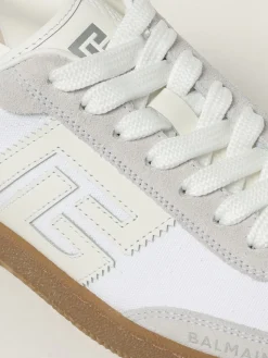 Sneakers Swan Balmain in camoscio e canvas