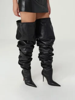 Stivale Anok Amina Muaddi in pelle arricciata