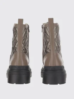 Stivaletto Pinko in pelle e nylon con logo trapuntato