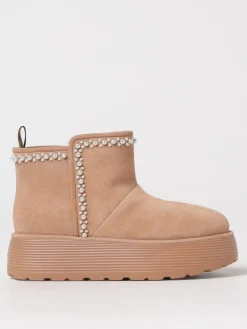 Stivaletto Stuart Weitzman in camoscio con perle applicate