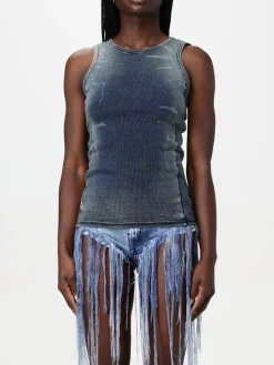 Tank top a coste con denim trompe l'oeil Diesel