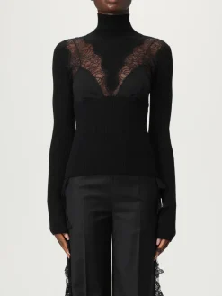 Top Blumarine in misto lana con inserto in pizzo