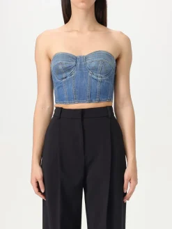 Top bustier Elisabetta Franchi in denim stretch