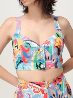 Top cropped Etro in cotone stampato