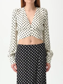 Top cropped Mar De Margaritas in crêpe a pois