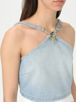 Top cropped Simona Corsellini in denim