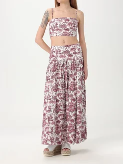 Top cropped Staud in cotone stretch stampato