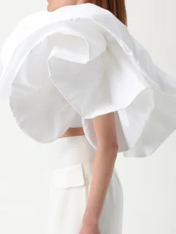 Top Monot in crepe con maxi rouches