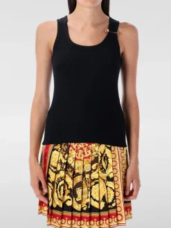 Top Versace in jersey con spilla