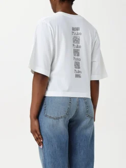 T-shirt a v Pinko in cotone con logo Love Birds