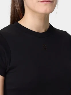 T-shirt basic in cotone con logo McQueen