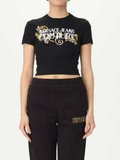 T-shirt crop con logo Versace Jeans Couture