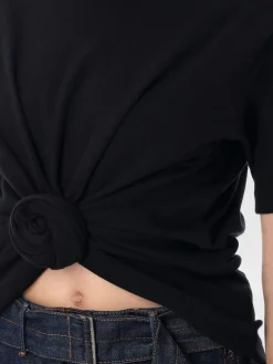 T-shirt crop in cotone annodata Magda Butrym