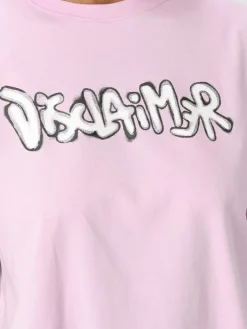 T-shirt crop in cotone con stampa logo Disclaimer