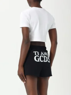 T-shirt crop in cotone con logo GCDS
