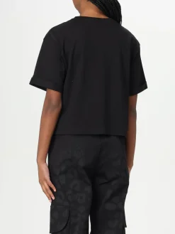 T-shirt crop in cotone con stampa logo Disclaimer